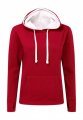 Dames hoodie SG24F contrast rood-wit
